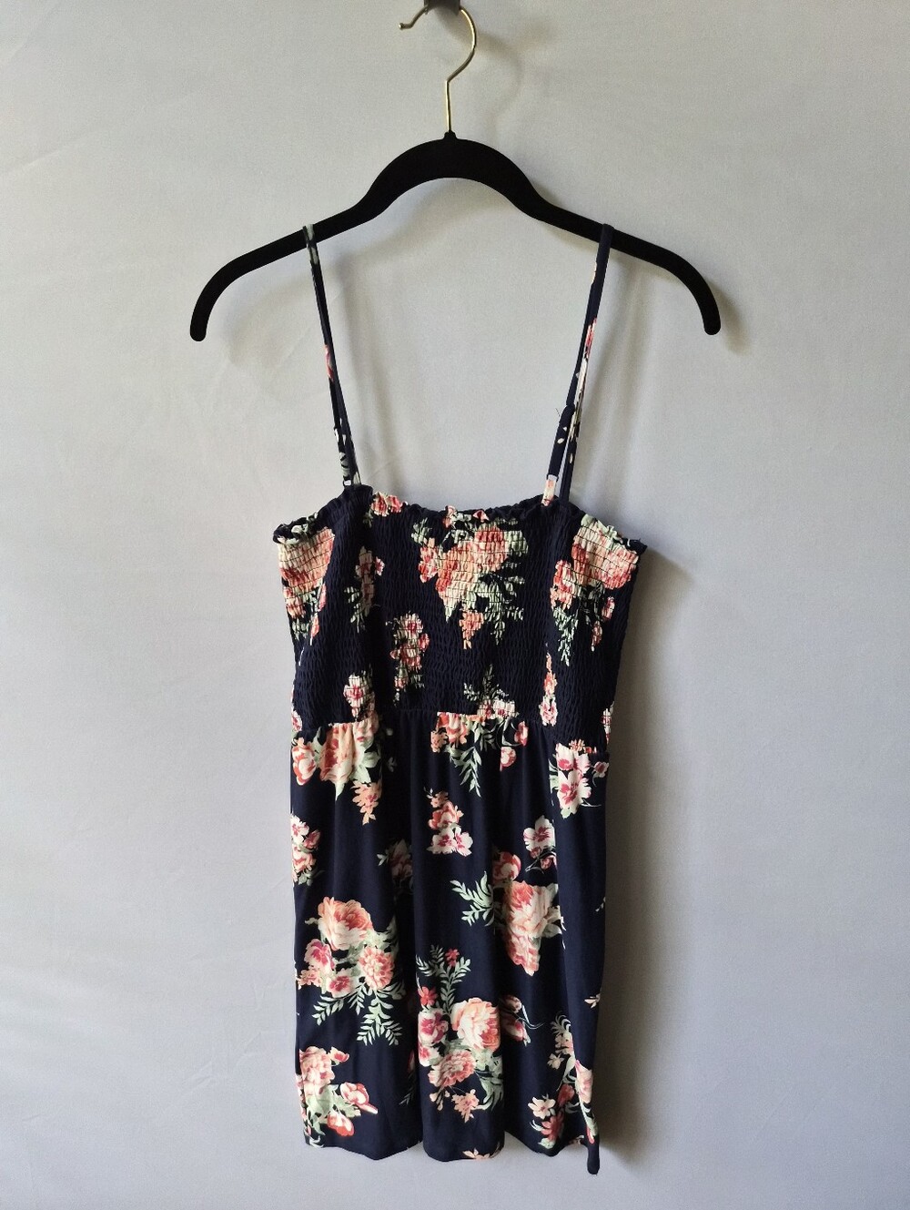 Juniors PINK ROSE Navy Floral Smocked Bodice Sundress - Size M - NWOT